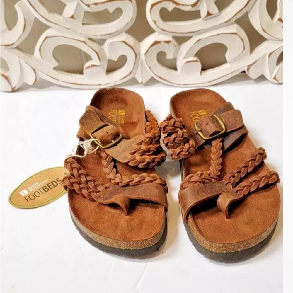Size 6 woman’s leather sandals white Mountain
